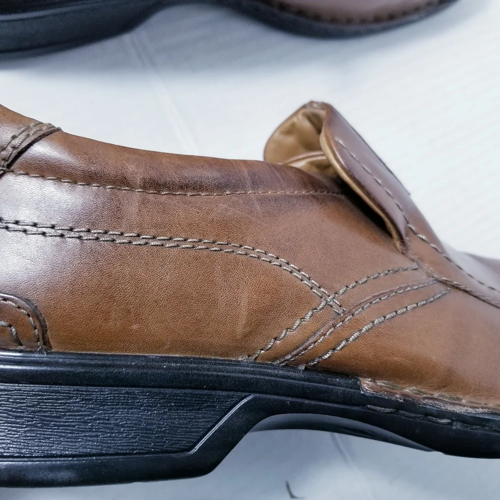 CLARKS COLLECTIONS MEN'S STEP LOAFER BROWN LEATHER SOFT CUSHION SIZE 10.5